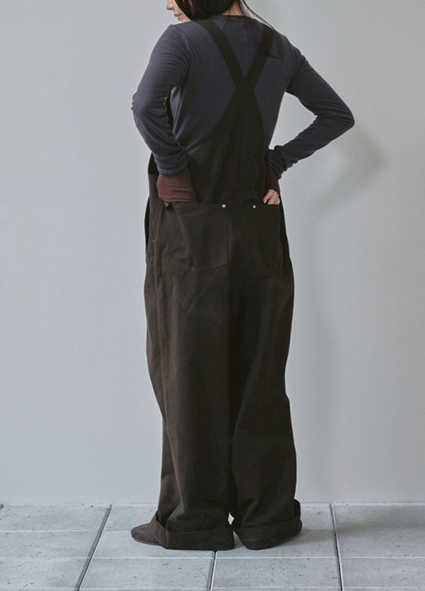 前拉鍊吊帶連身褲